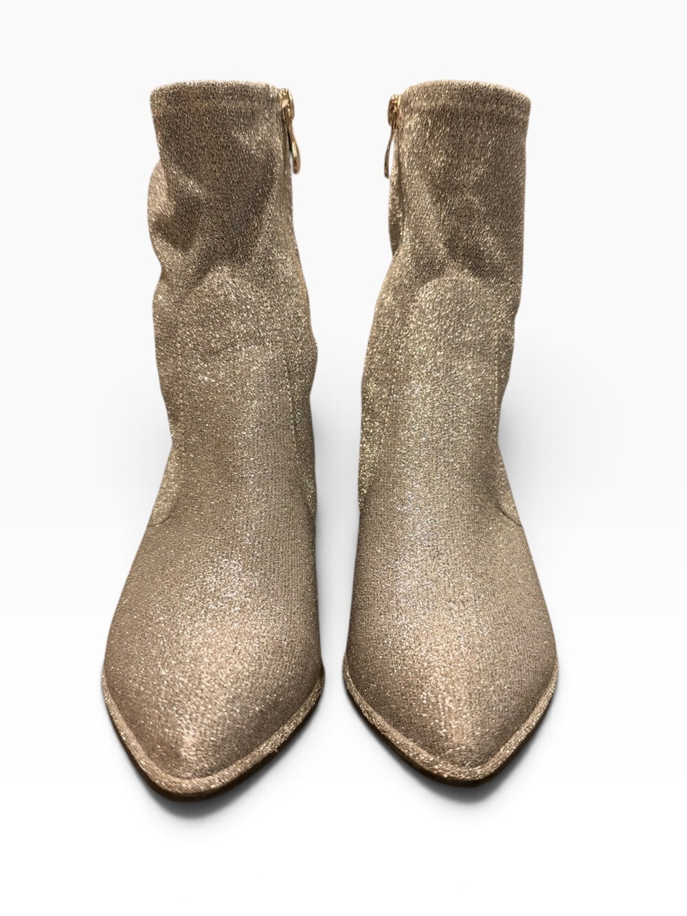 Lulus Silver Glitter Pointed Toe Ankle Boots Booties Size 8.5